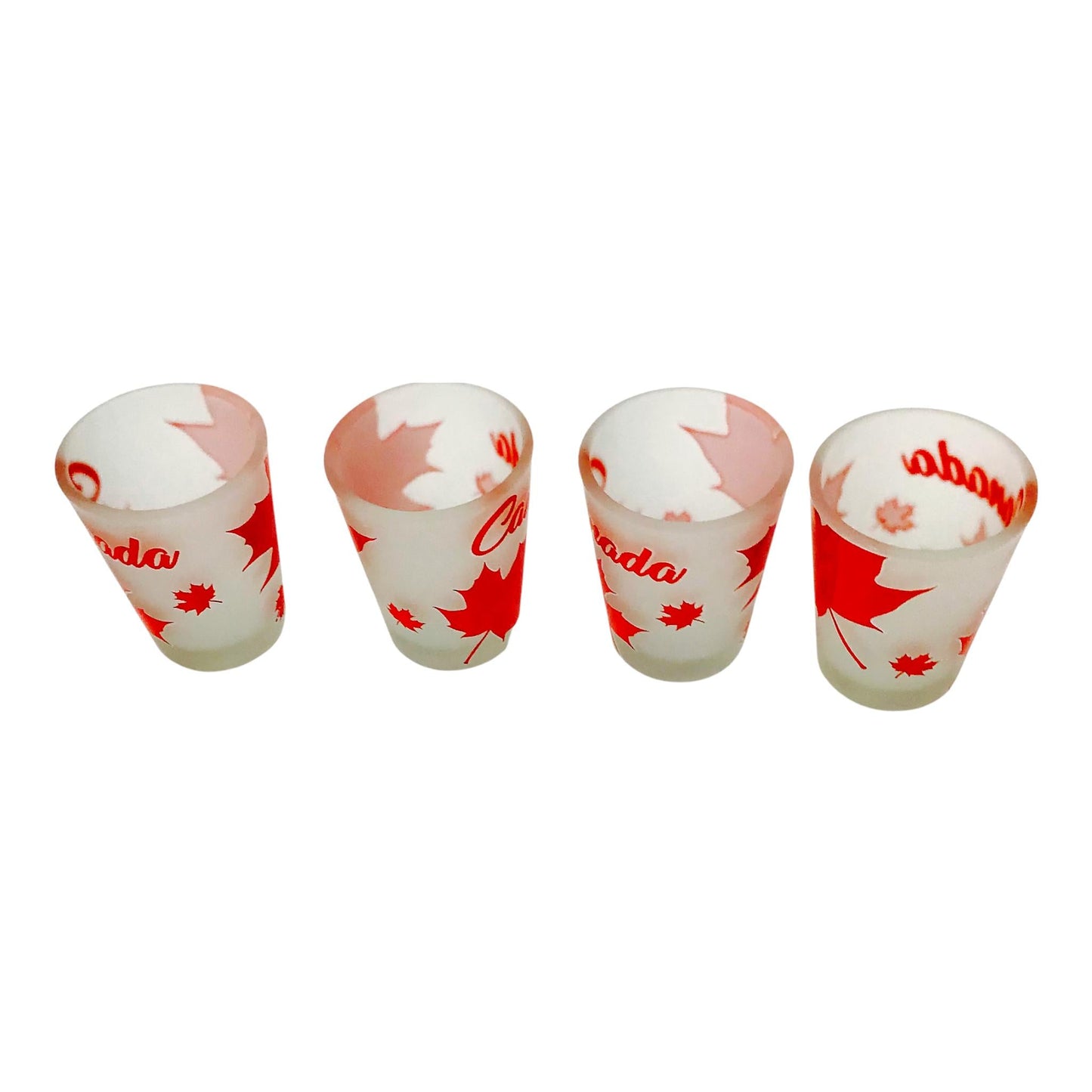 4 Canada Red Maple Leaf Frosted Shot Glasses | Best Gift Idea or Bachelor Party Favor | Shots | Whiskey Glasses | Cocktail Glasses | Bar Glasses | Couple Glass
