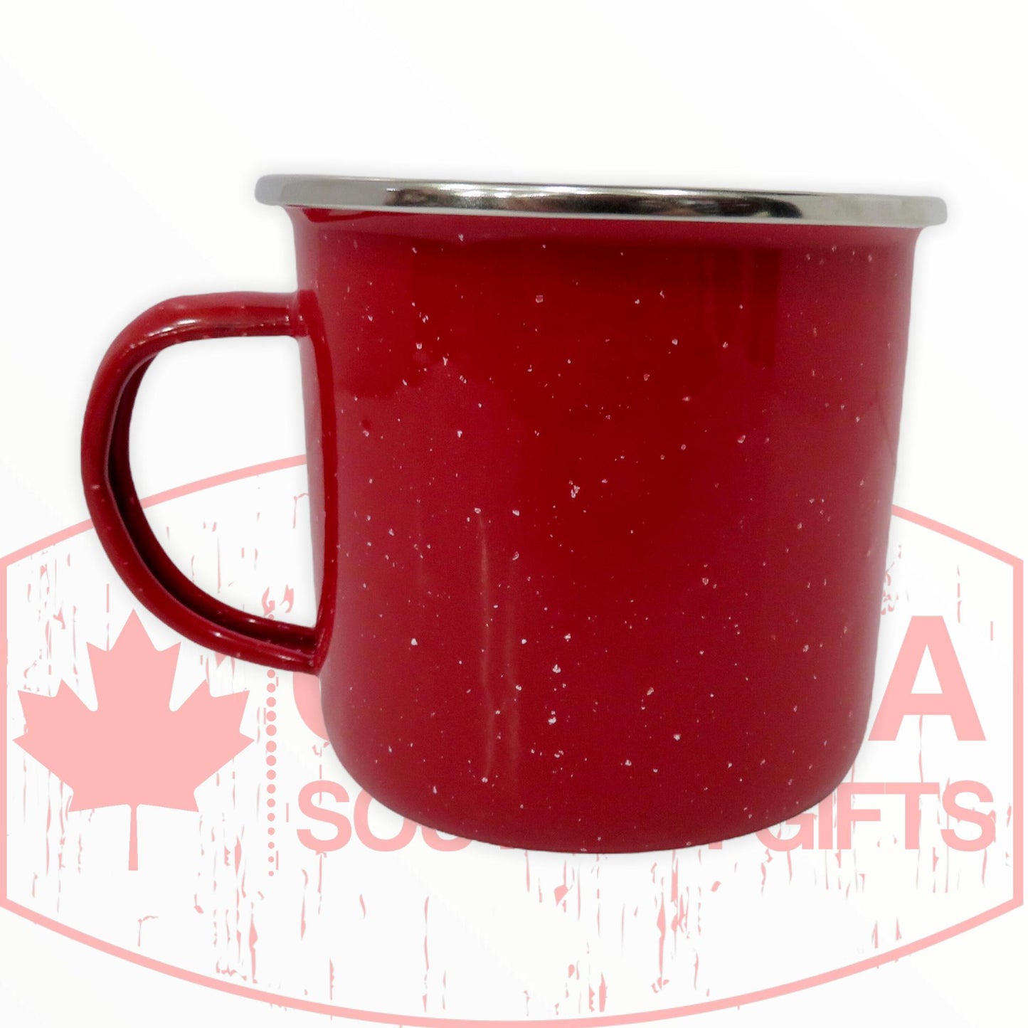 Camping Mug Canada Maple Leaf Vintage Design – Fun Metal Red Coffee Mug and Durable Camping Cup - Tin Mugs for Coffee (or Whiskey) Home and Camp Cups