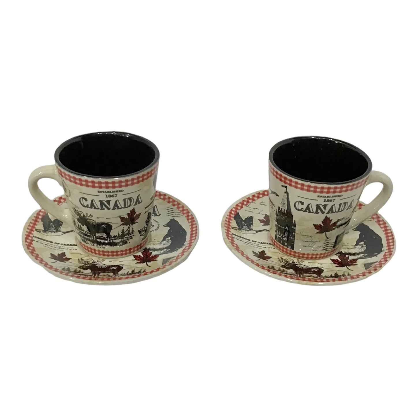 Canada Vintage Coffee Cup & Saucer Gift Set with Beautiful Animal Print | Canada Souvenir Espresso Cups & Tea Mugs | Canada Tea Set Gift Box