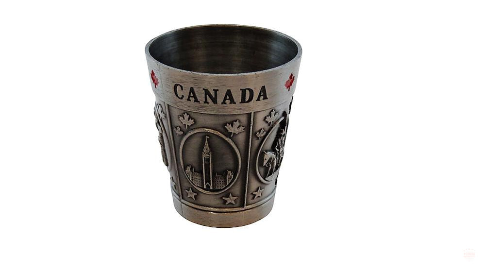 Canadian Vintage Metal Shot Glass in Silver or Bronze Variations Souvenir Gift