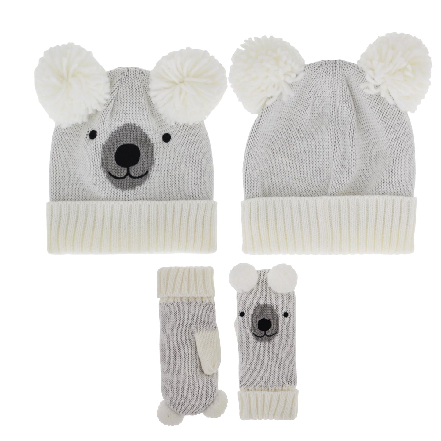 Kids Anmal Face Girls Critter Cuff Toque Hats