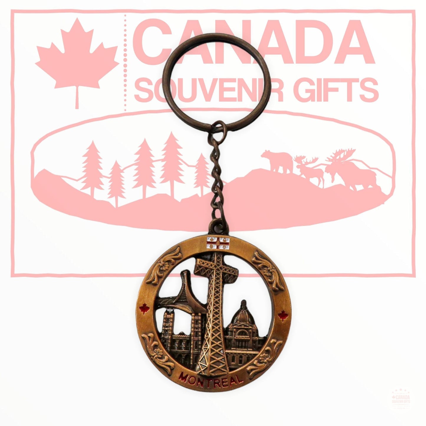 Keychain - Montreal Vintage Key Ring - Circle Shaped Metal Key Holder