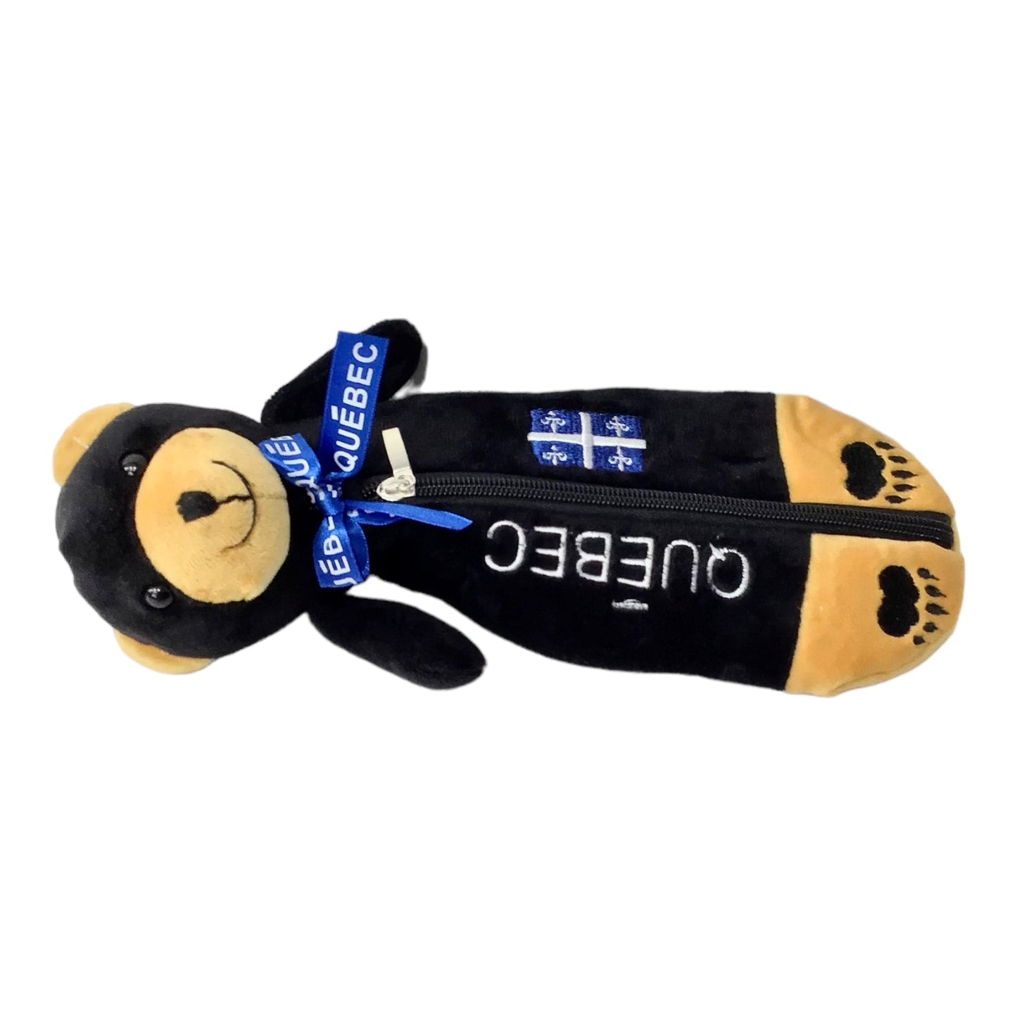 Moose Bear Pencil Case Plush W/ Canadian Flag And Montreal Name Drop Embroidery