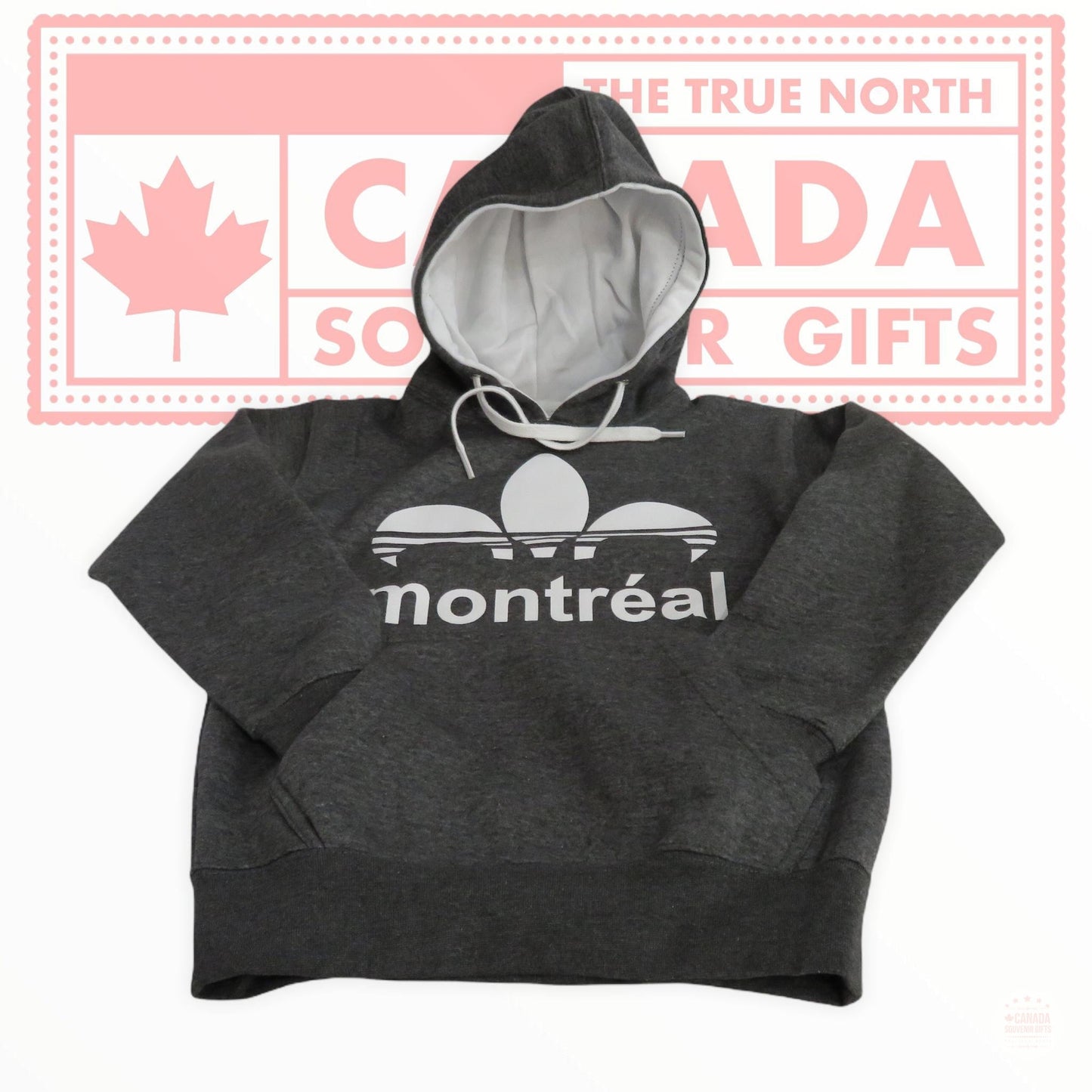 Montreal Adidas White on Grey Heritage Pullover Hoodie Youth Unisex 8-14 Years Old Boys & Girls