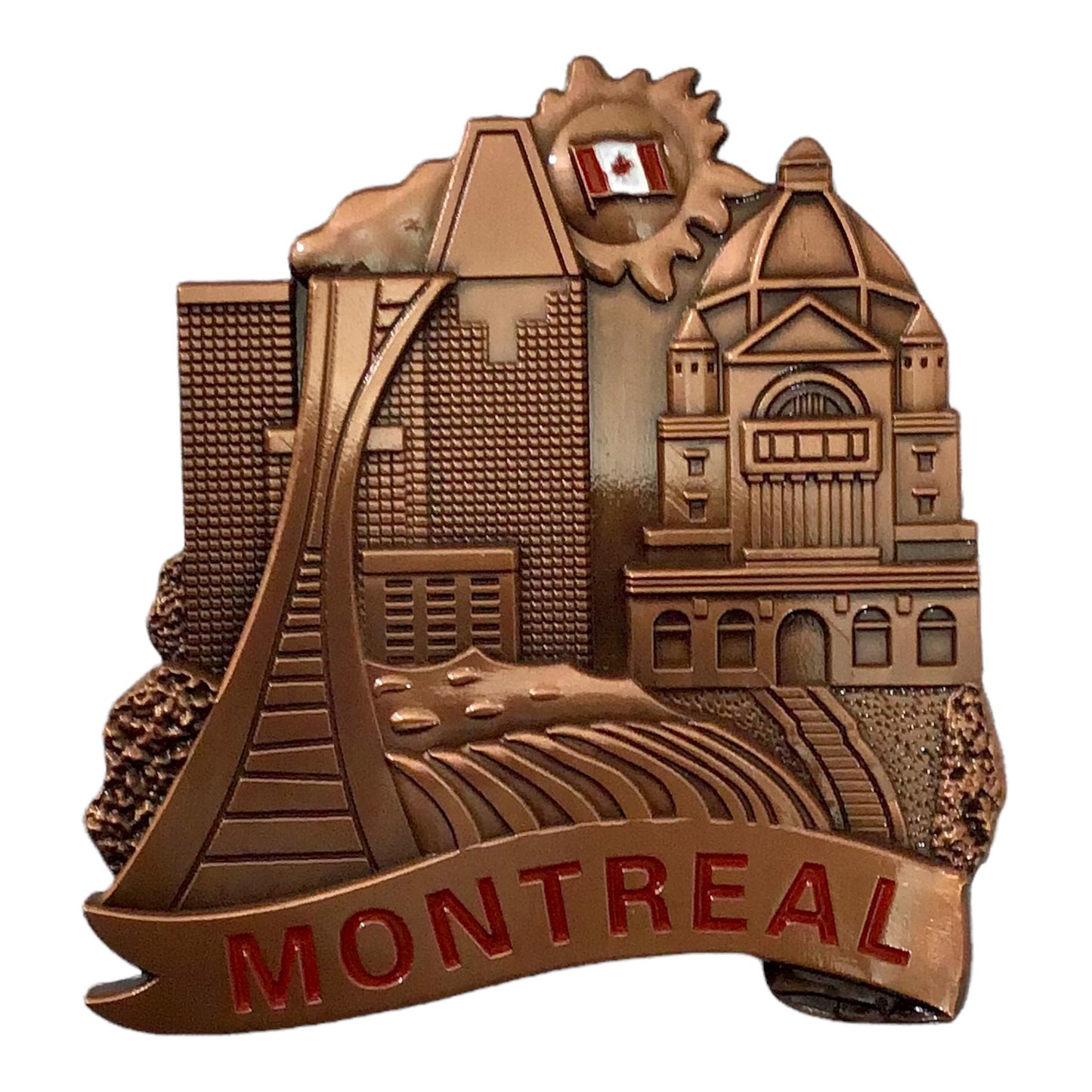 Montréal Canada Waving Landmark Vintage Metal Fridge Magnet Souvenir