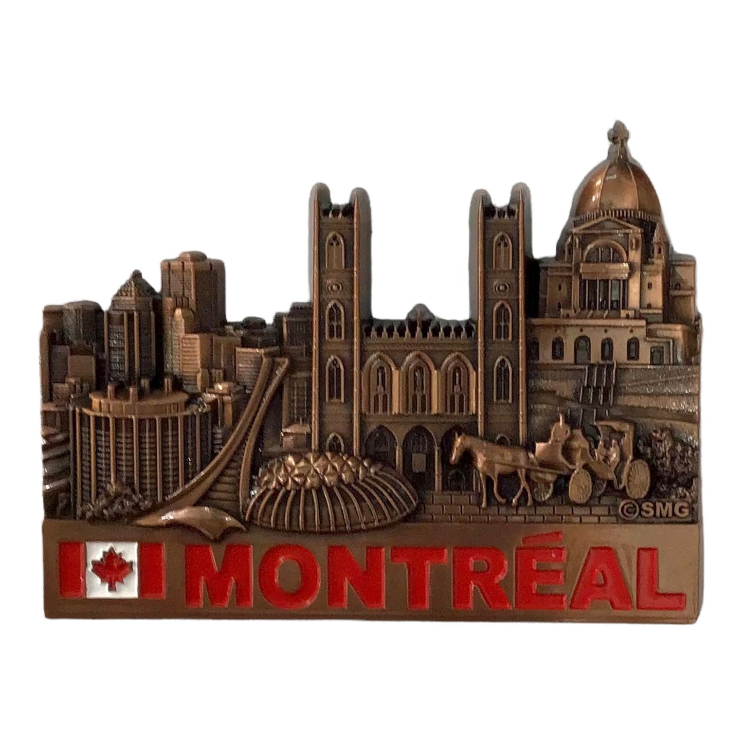 Montreal Landmark Vintage Metal Fridge Magnet Souvenir- 3.25” x 2.25” | Memories Canada Magnet Aimant 3D