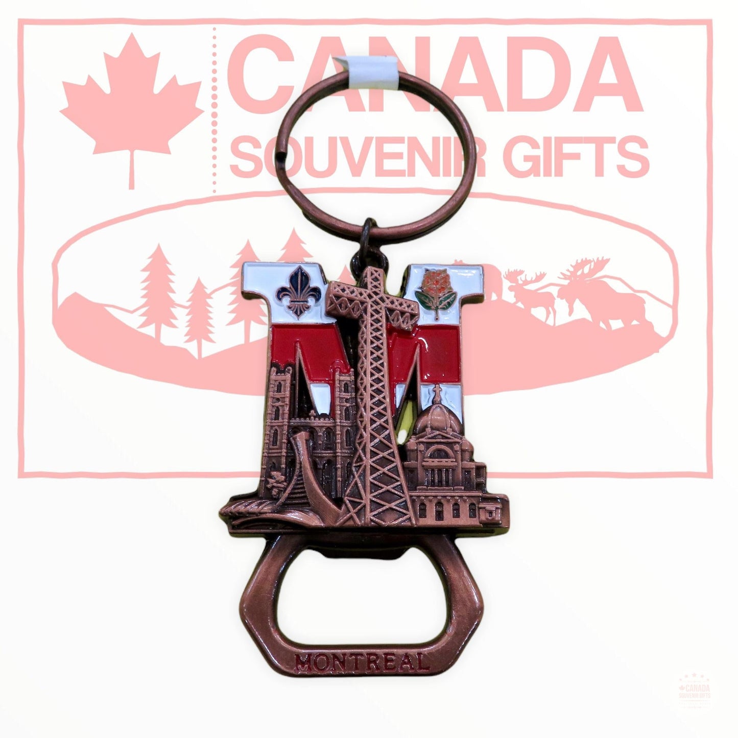 Montreal Vintage Bronze Tone Metal Bottle Opener Keychain