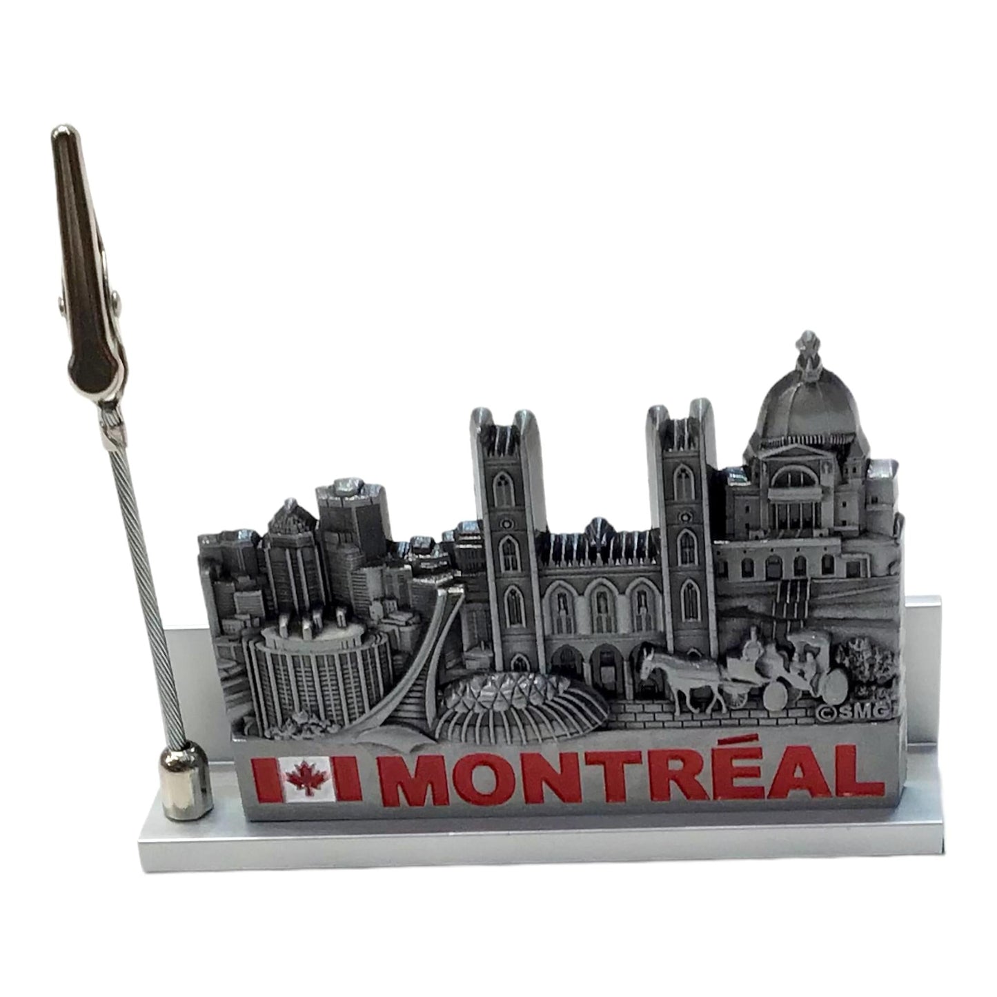 Note Holder Montreal Pewter Vintage Metal Desk Business Card Holder