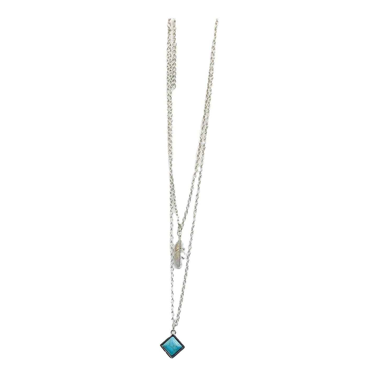 Necklace Turquoise Drop W/ Drop Feather Canadian Souvenir Gift