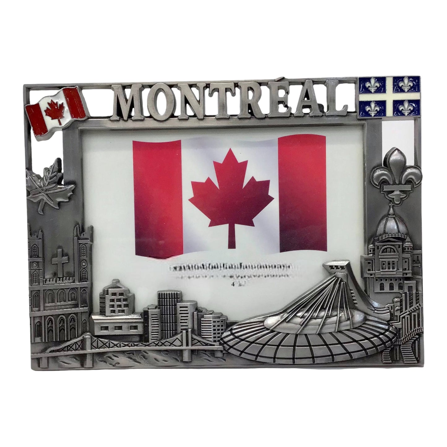 Photo Frame Montréal Scenic Vintage Embossed 3d Cut 7.5” X 5.5” Metal Pictures Frame For 4x6 Photo