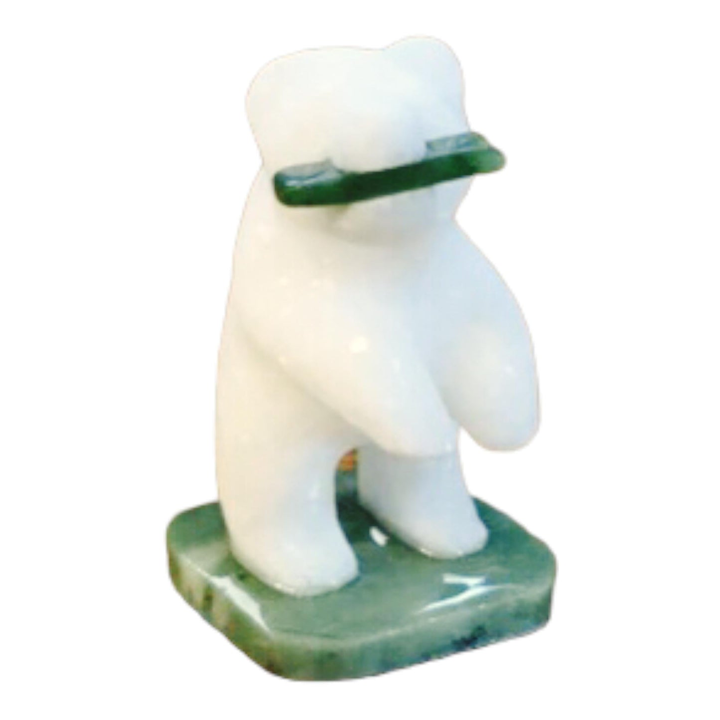 Ours en marbre étoilé debout avec poisson, 2" - Ours en marbre avec poisson de jade - Sculptures en marbre étoilé - Ours en marbre 3" avec poisson de jade dans un coffret cadeau - Souvenir canadien