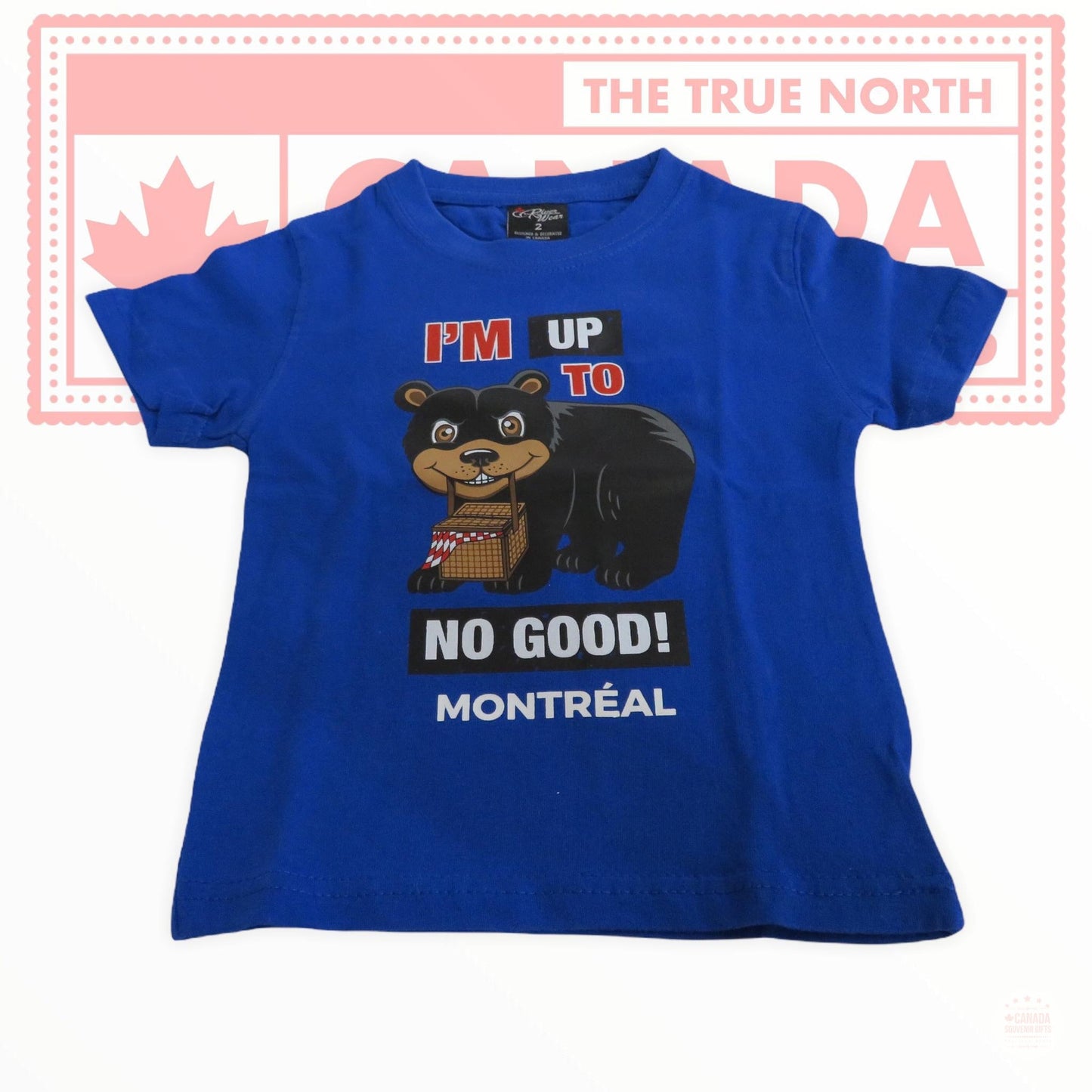 Teddy Bear T-Shirt I am up to no good. Montreal Vintage Short Sleeve Top for kids age 2-6 Years Old