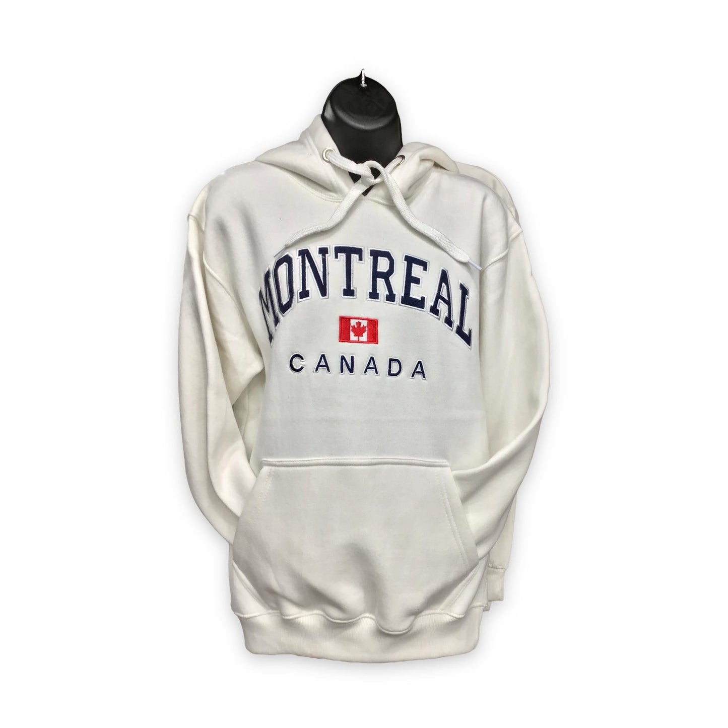 Vintage Embroidery Style Cream White Pullover Hoodie for Adults