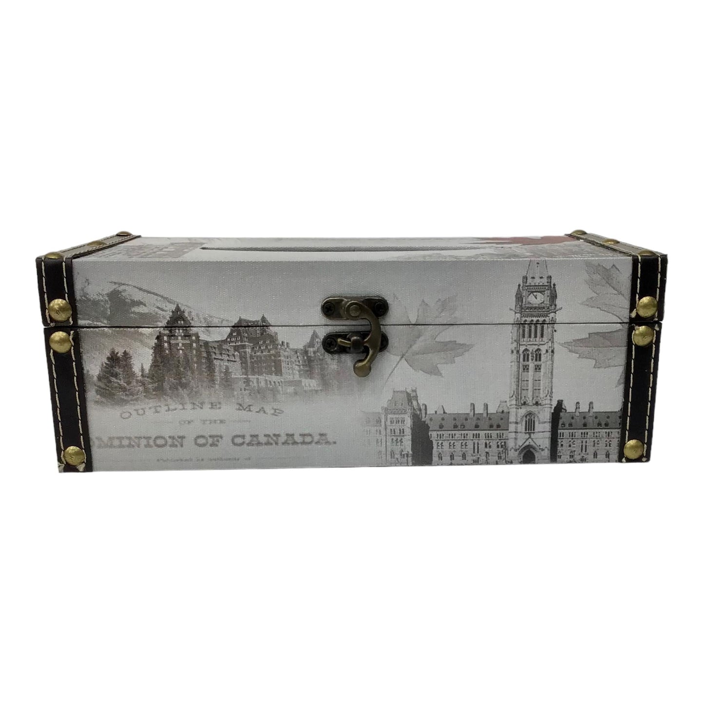 Wood Tissue Paper Box - Canada Vintage Scenic Print
