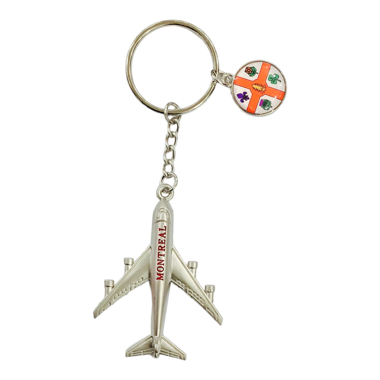 Montreal Canada Airplane Flag Charm Metal Keychain