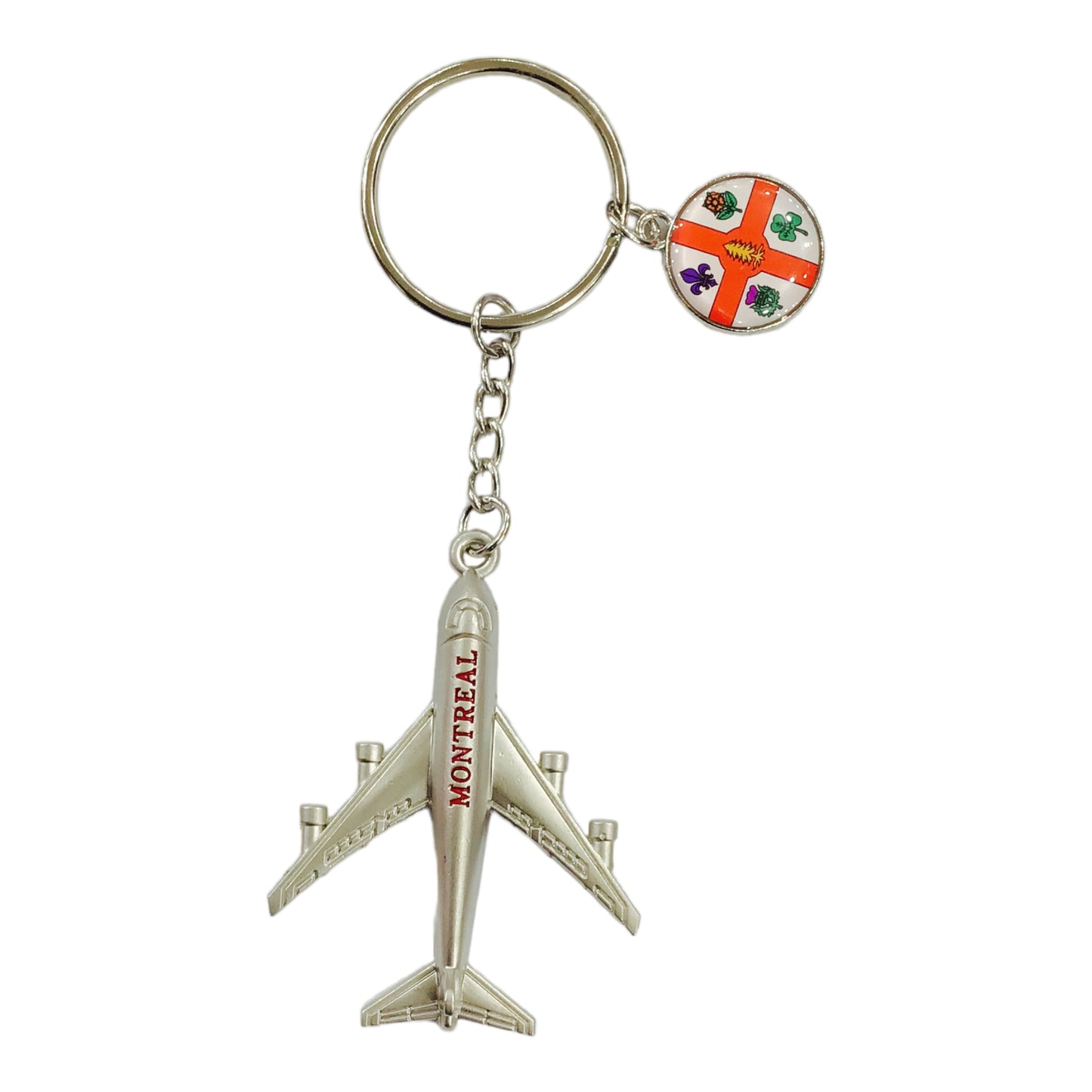 Montreal Canada Airplane Flag Charm Metal Keychain