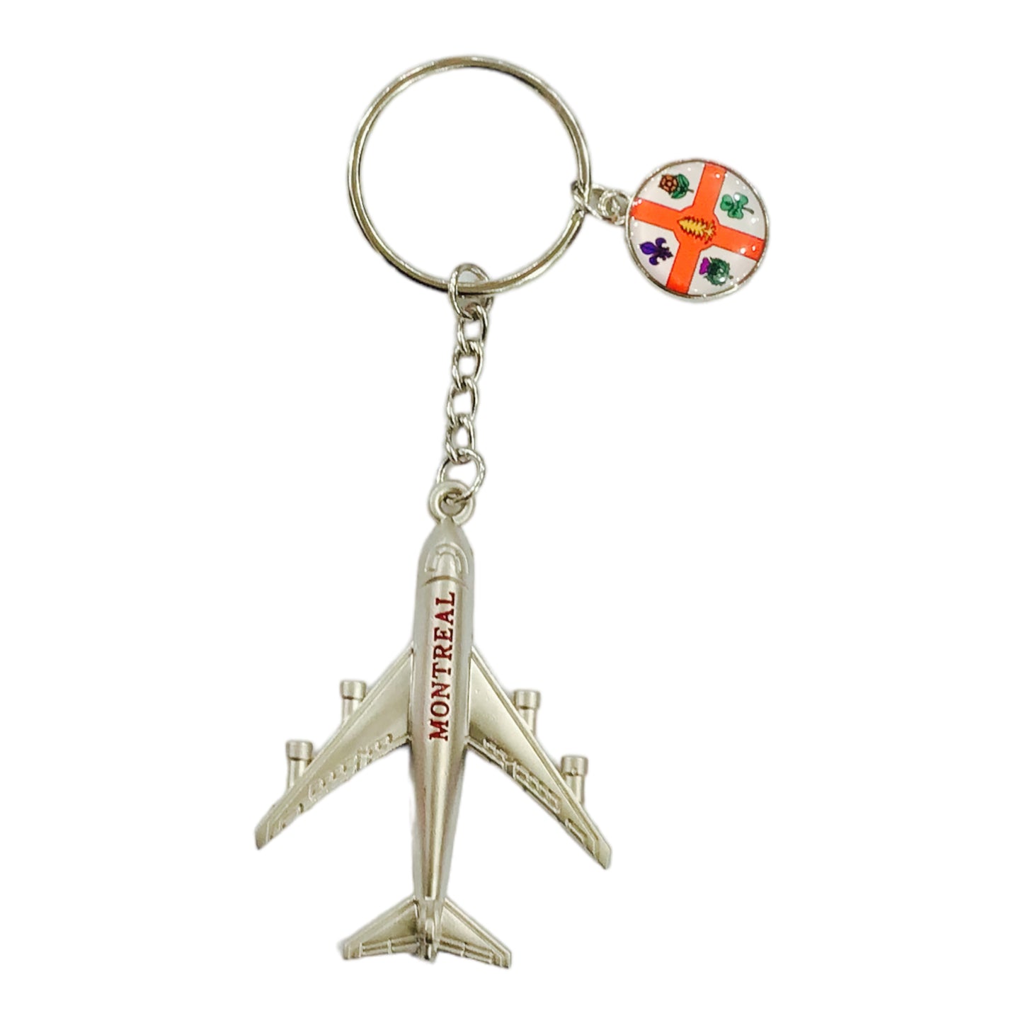 Montreal Canada Airplane Flag Charm Metal Keychain