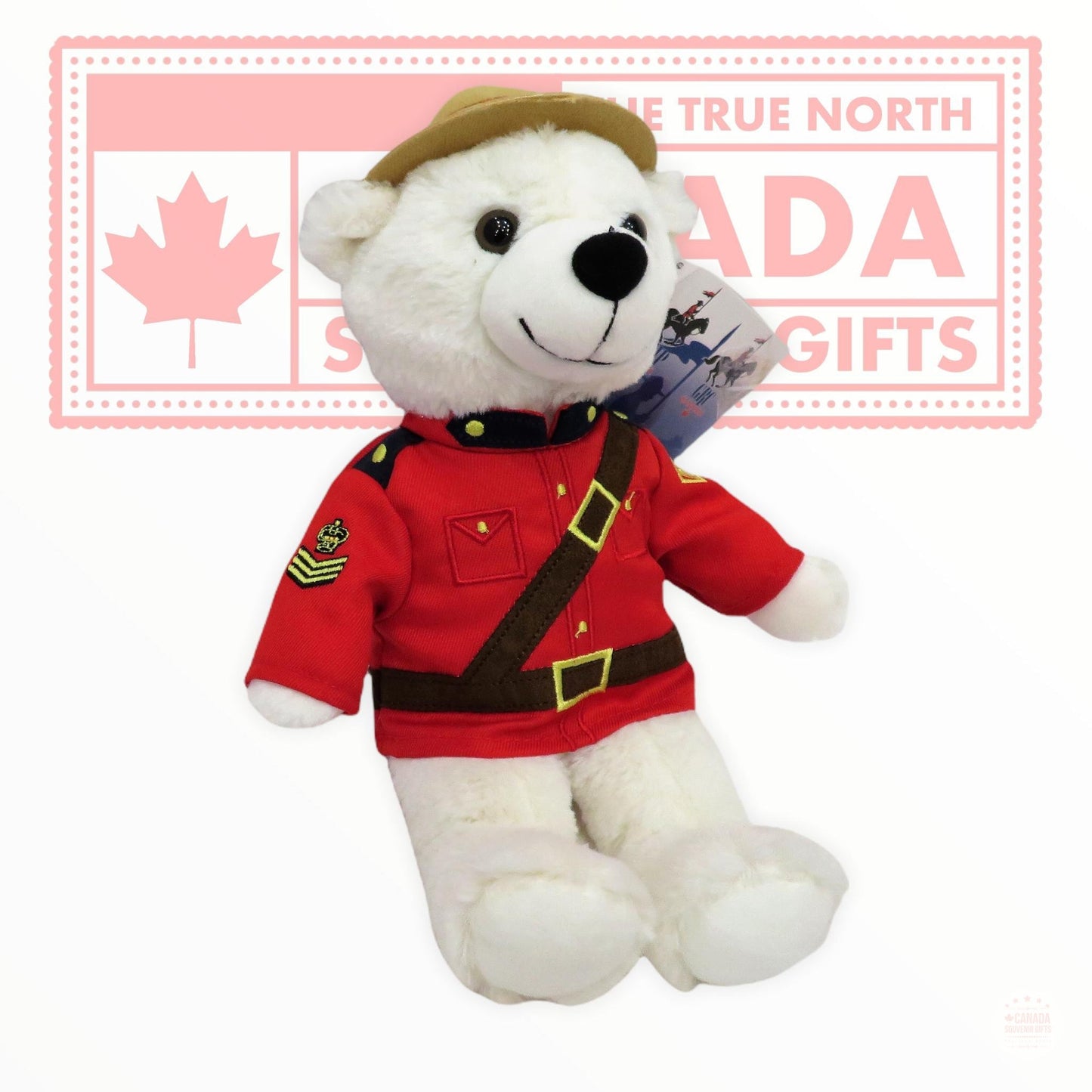 11" Rcmp Sergeant Polar Bear Canadian Stuffed Animal Plush