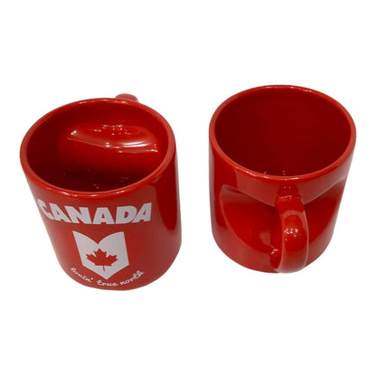 2 Canada Red Heart Shaped Handle Coffee Mugs 11oz Ceramic