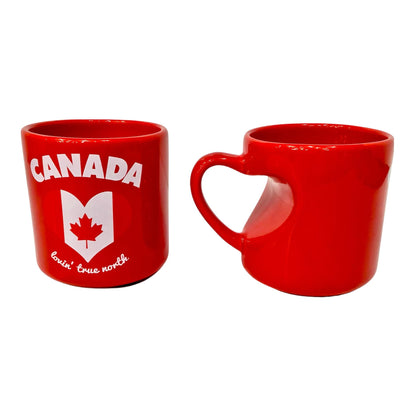 2 Canada Red Heart Shaped Handle Coffee Mugs 11oz Ceramic