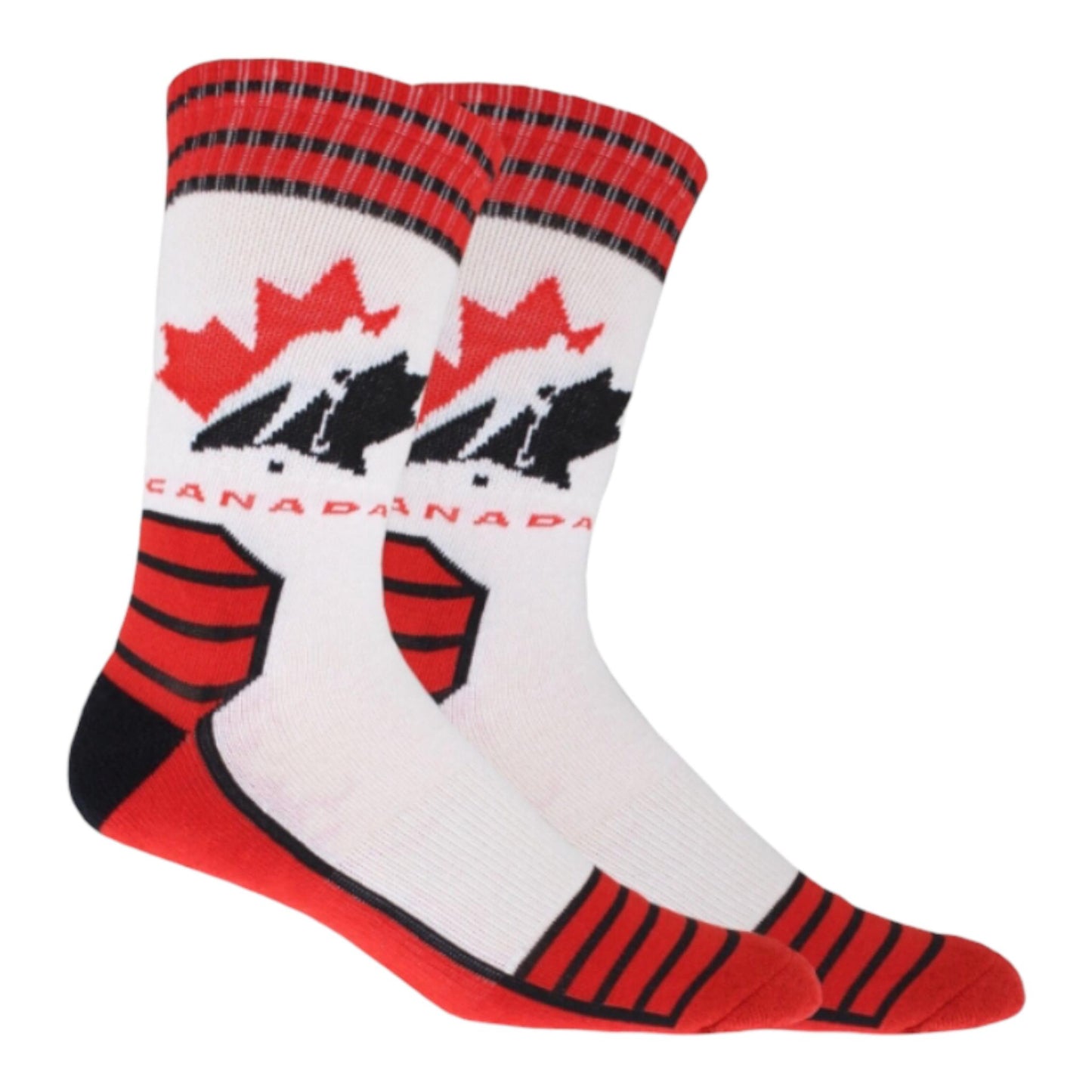 2 Pairs Of Adult Socks - Hockey Canada Socks Red And White And Black And Red