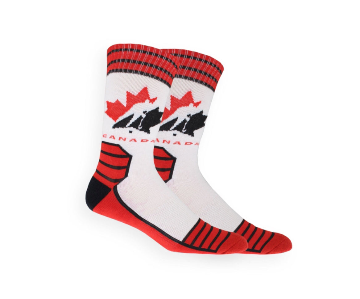 2 Pairs Of Adult Socks - Hockey Canada Socks Red And White And Black And Red