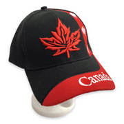 Canada Baseball Cap Black with Red Maple Leaf Embroidered Adjustable Hat Souvenir Gift