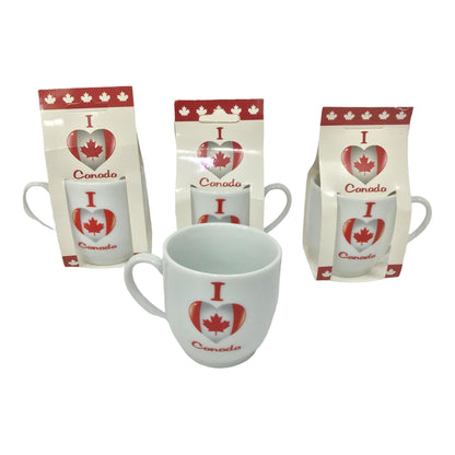 4 Espresso Cups I Love Canada | Espresso Ceramic Cups | Espresso Coffee Cups I Love Canada Maple Leaf Gift for Canada Day Canada Coffee Mugs