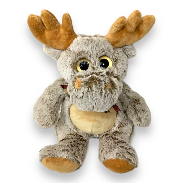 Big Eye Moose Stuffed Animal 10 Inches Plush W/ Canada Ribbon Around Neck Souvenir Toy