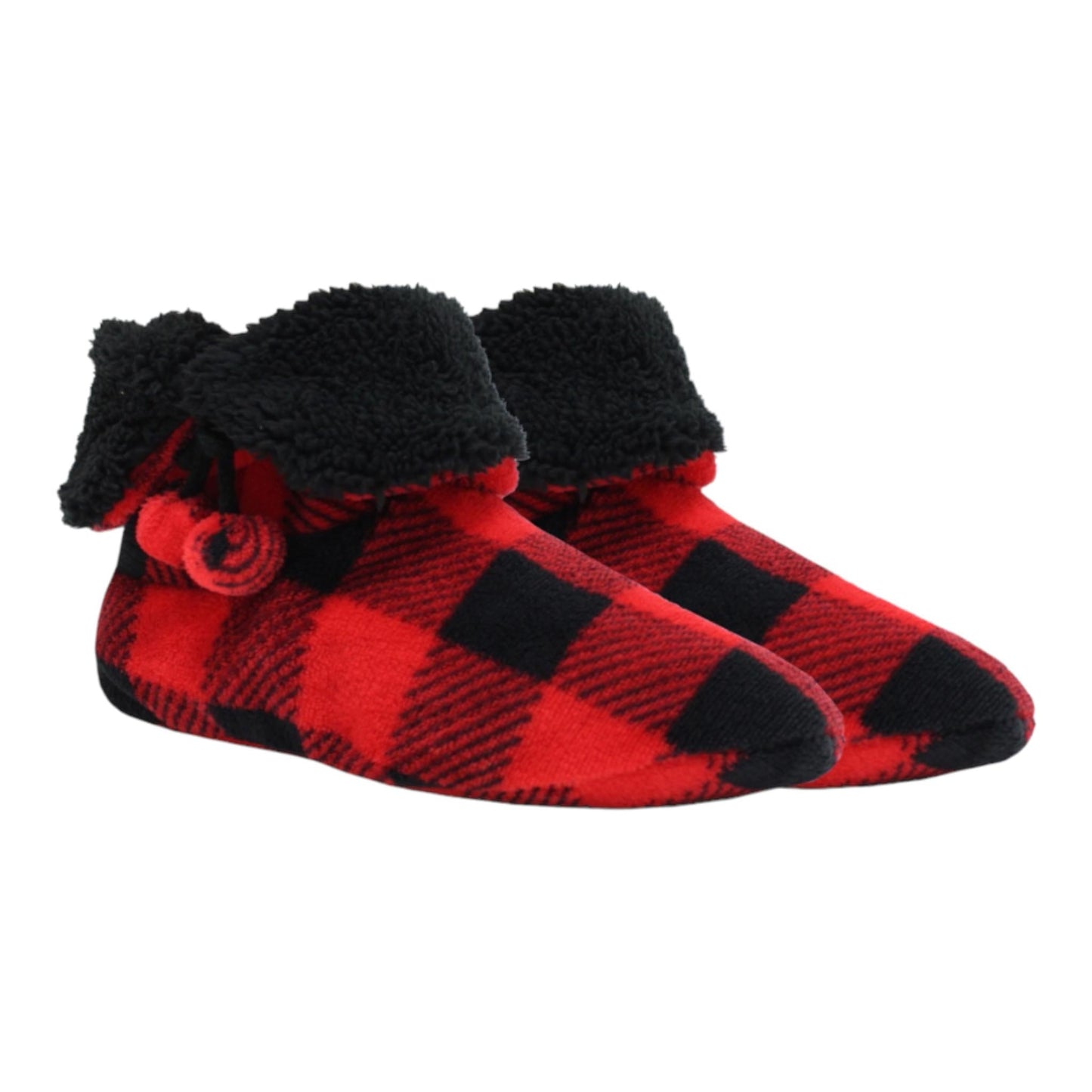 Buffalo Plaid Ladies Sherpa Line Fleece Bootie