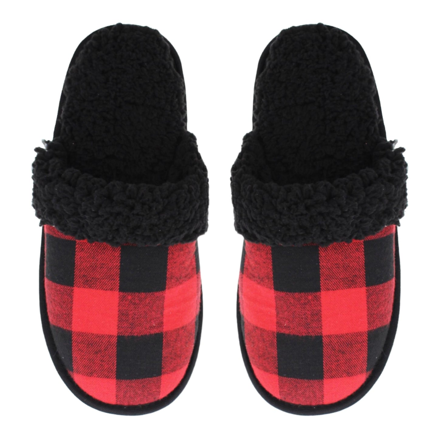 Buffalo Plaid Ladies Sherpa Lined Slippers