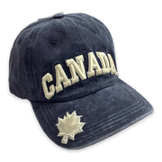 Baseball Cap Canada Maple Leaf Beige on Navy Embroidery Adjustable Hat