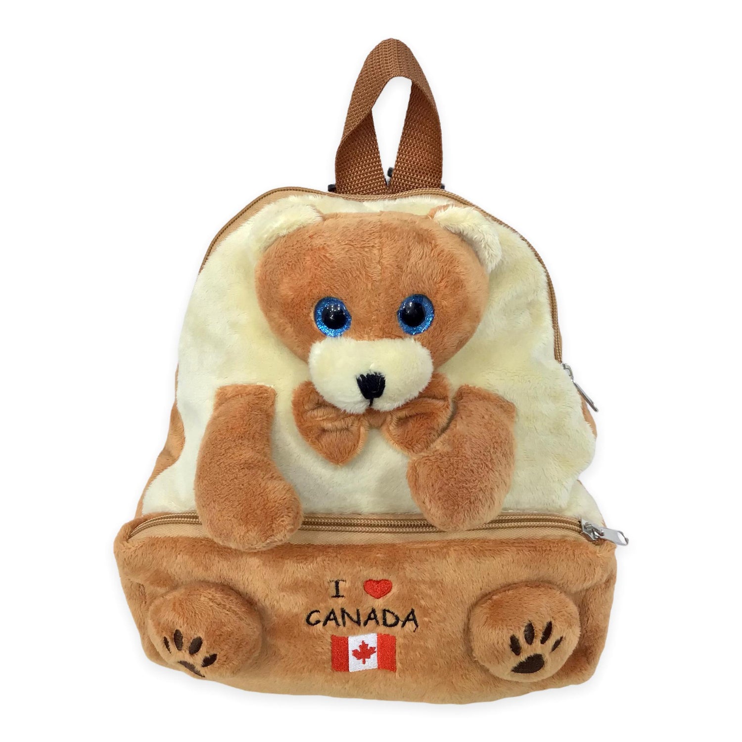 Big Eye Bear / Moose Kids Bag Pack Stuffed Animal Plush with I Love ❤️ Canada Embroidery