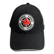 Black Baseball Cap Canada Maple Leaf Circle Stamp Embroidered