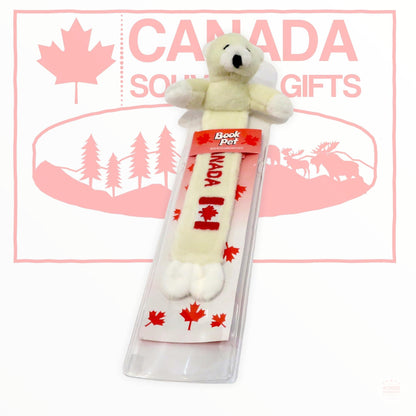 Black Bear Book Pet - Bookmark plush with Canada Country Flag Souvenir Gift White Polar Bear