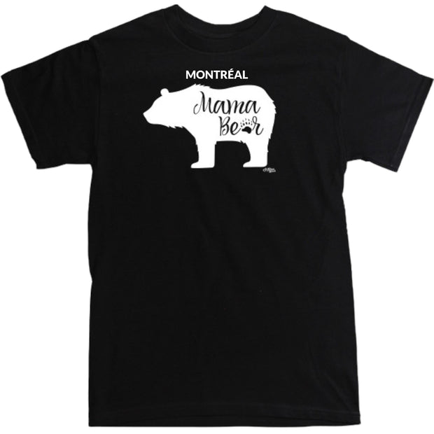 Black Mama Bear On Adult Tee W/ Montreal Name Drop - Adult T-shirt