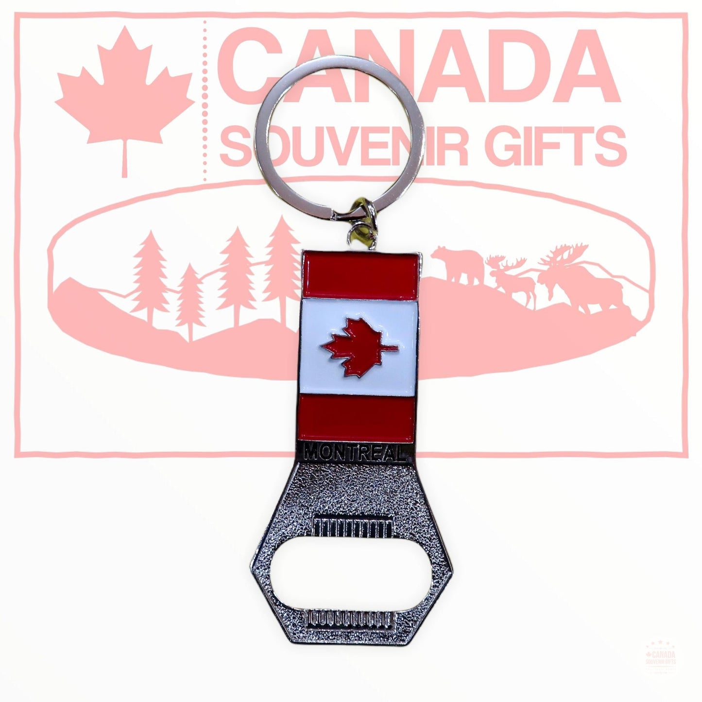 Bottle Opener Keychain - Canada Flag Themed Key Holder