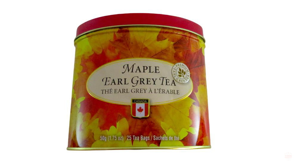 CANADA TRUE Thé noir de Ceylan de qualité supérieure - 25 sachets de thé en boîte de 50 g (thé Earl Grey à l'érable)