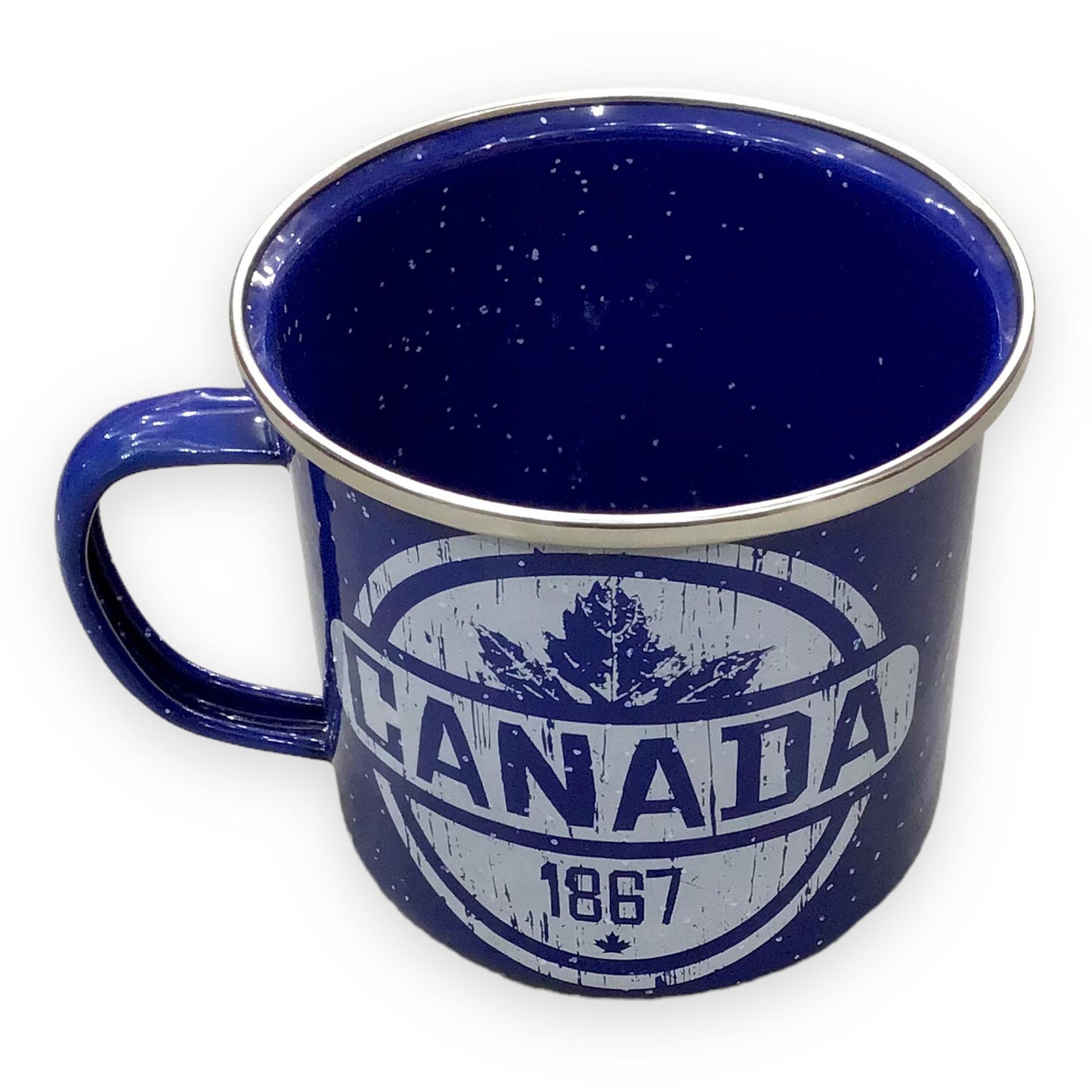 Canada 1867 Maple Leaf Tin Mug Blue | Camping and Travel Tin Cup | Canadian Leaf Coffee Cup | Canadian Souvenir Mug | Novelty Coffee Cup 14oz