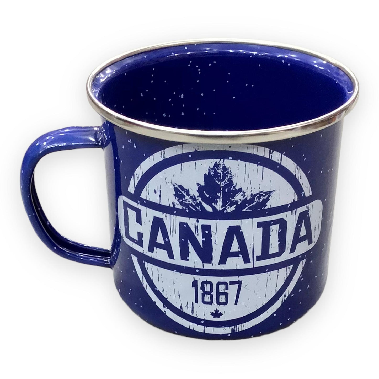 Canada 1867 Maple Leaf Tin Mug Blue | Camping and Travel Tin Cup | Canadian Leaf Coffee Cup | Canadian Souvenir Mug | Novelty Coffee Cup 14oz