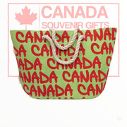 Canada Beach Bag Canada Travel - Stylish graffiti Shoulder Bag for Summer - Red on Lemon Green