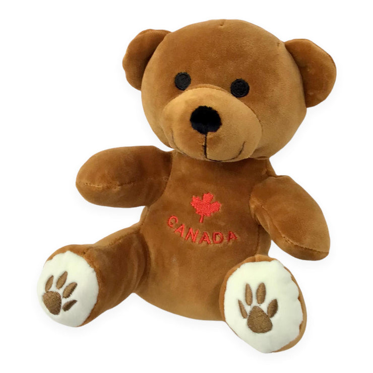 Canada Bear 8” Valved Toy | Soft Stuffed Animal with Canada Red Maple Leaf Design 