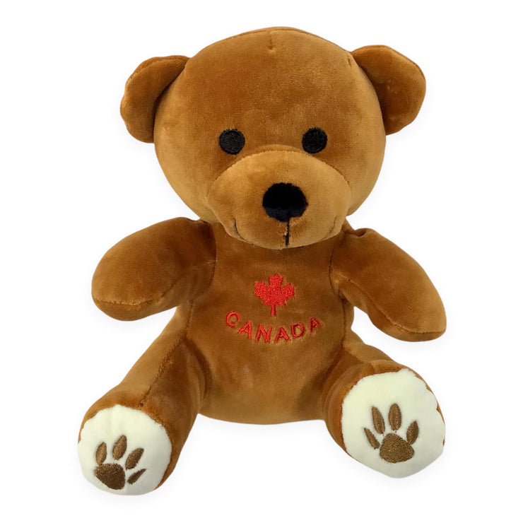 Canada Bear 8” Valved Toy | Soft Stuffed Animal with Canada Red Maple Leaf Design 