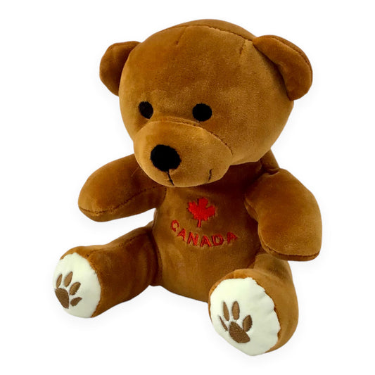 Canada Bear 8” Valved Toy | Soft Stuffed Animal with Canada Red Maple Leaf Design 