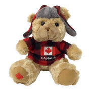 Canada Bear Stuffed Animal 10” with Buffalo Plaid Top and Hat