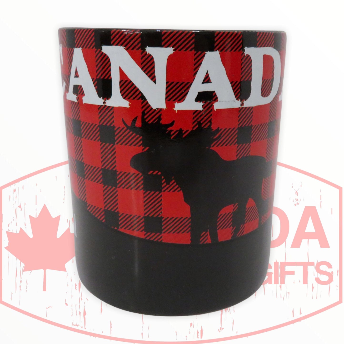 Canada Bear, Wolf Buffalo Plaid Moose Mug - Red and Black Ceramic Coffee Cup - Montreal Themed