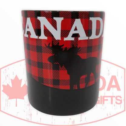 Canada Bear, Wolf Buffalo Plaid Moose Mug - Tasse à café en céramique rouge et noire - Thème de Montréal