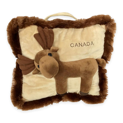 Canada Big Eye Moose Stuffed Animal Plush Pillow for Kids 14.5 X 13 Inches | Wild Moose Stuffed Animal Plush Toy | Plush Travel Pillow-Canada Moose