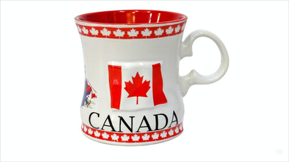 Canada Flag & I Love Heart Moose Ceramic Coffee Mug | Canadian Souvenir Mug | Hot Chocolate, Tea Coffee Cup for Home, Camping, Traveling