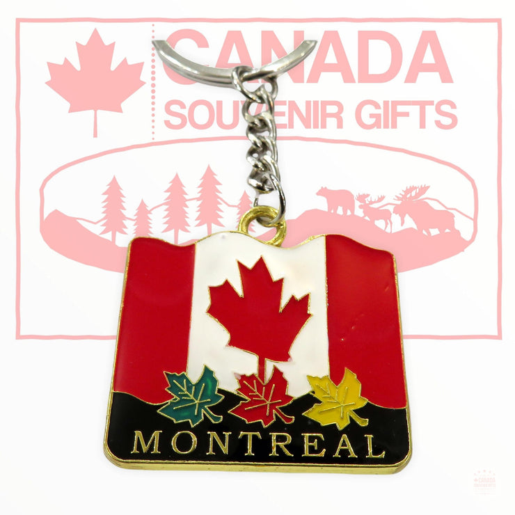 Canada Flag Keychain with Montreal and Multicolor Maple Leaf - Perfect Souvenir Gift